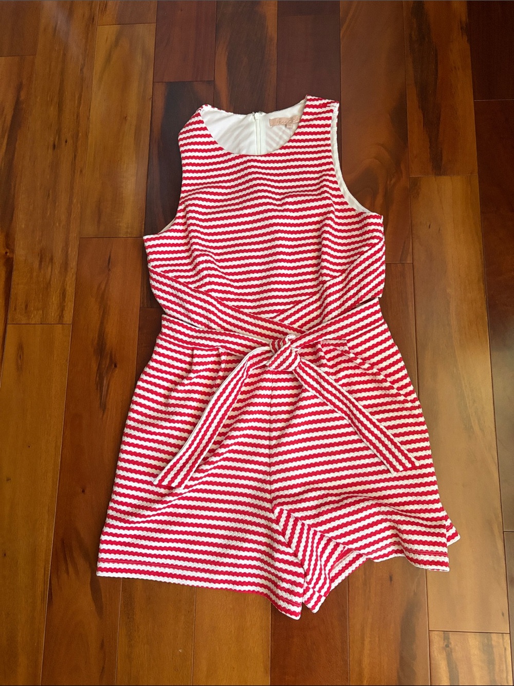 Red and White Striped Sleeveless Romper